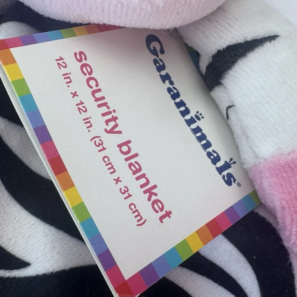 Garanimals Zebra Lovey Security Blanket Pink Black White Satin 12
